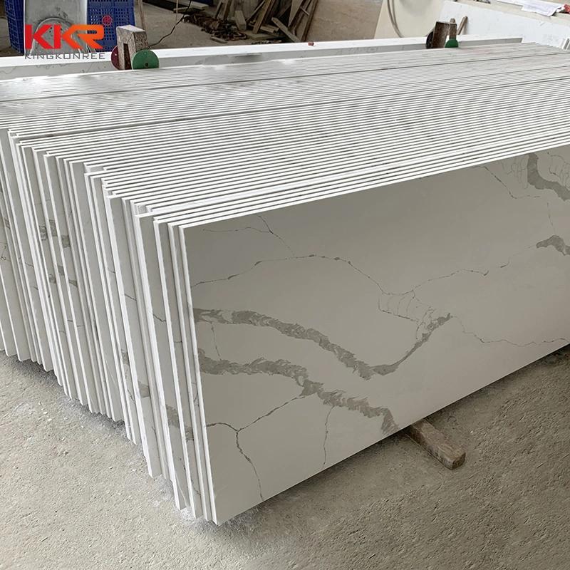 Carrara White Marble Design Artificial Engineered Quartz Solid Surface Sheet Calacatta White Stone Slab